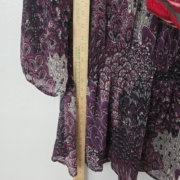 Fashion Bug Top Womens 2X Vtg Sheer Floral Sequin Pink Purple Dolman Whimsygoth - Picture 9 of 9